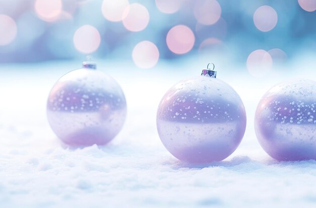 Photo des décorations de noël sur fond de neige