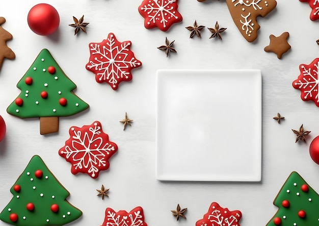 Décorations de Noël et de Nouvel An et éléments de mise en page modèle de mise à plat Cadre d'espace de copie gratuit