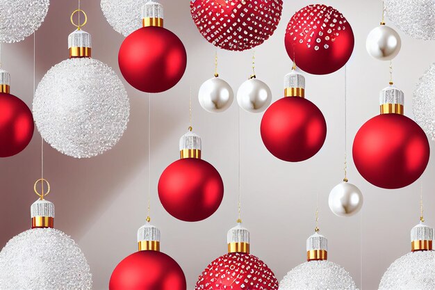 Décorations de Noël rouges de luxe faites de perles et de diamants