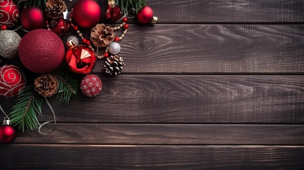 décorations de Noël sur une table en bois