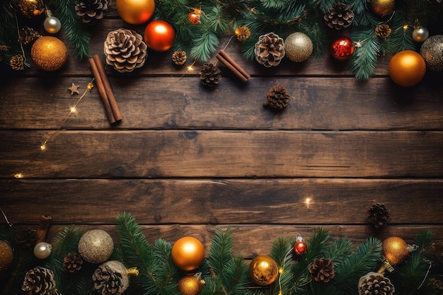 décorations de Noël sur une table en bois