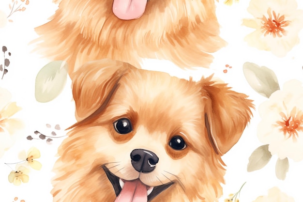 Décorer avec des motifs d'aquarelle de chiens adorables pour des journées ensoleillées de joie et des queues qui remuent un chien aquarelle