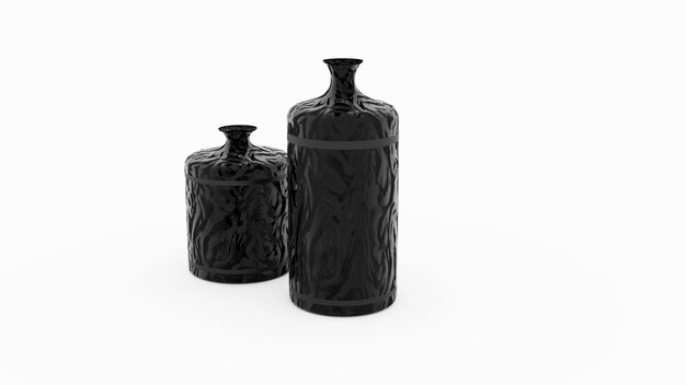 Décors de studio blancs infinis Produit réaliste Actif 3D Ensemble de vase noir