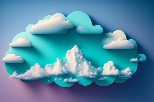 Une découpe de papier représentant des nuages avec le mot nuage en haut.