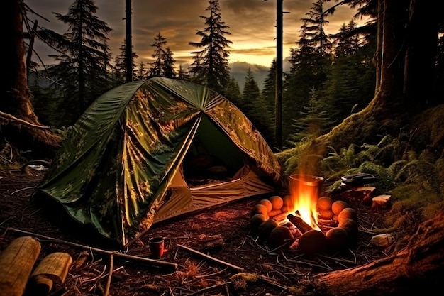 La découverte de l'aventure de camping en plein air photo