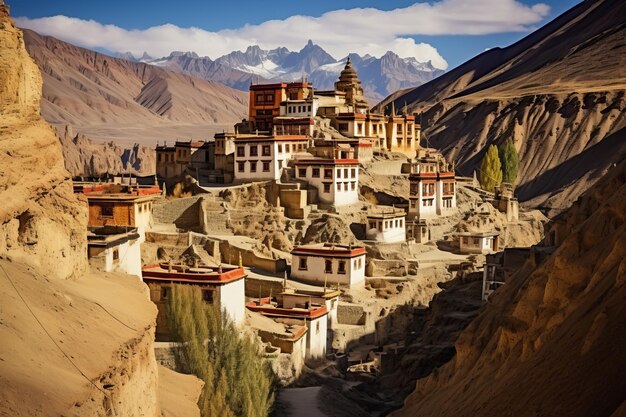 Photo découvrez l'attrait du monastère de gompa gumba, dans le village de ghiling