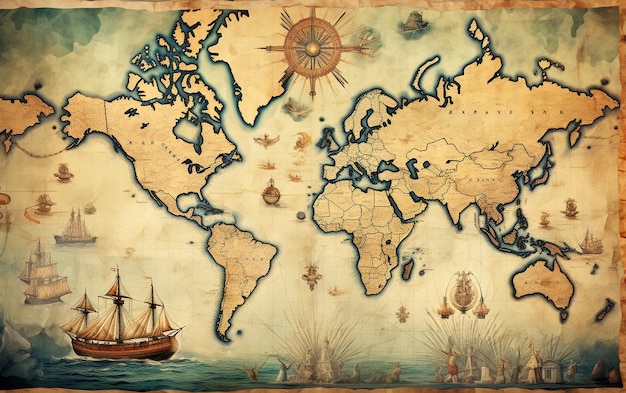 Découvrez le charme antique avec l'IA générative de papier peint Vintage Maps