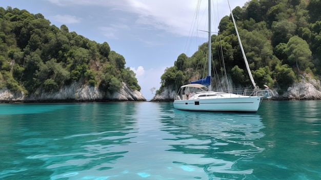 Découvrez les merveilles de la mer lors d'une captivante excursion en yacht à travers des eaux cristallines Généré par l'IA
