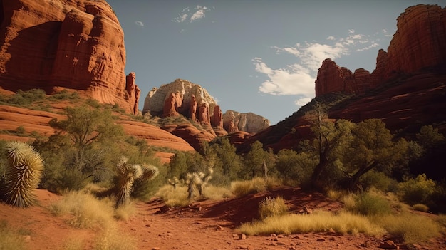 Photo découvrez la splendeur à couper le souffle des formations rocheuses rouges de sedona alors que ces chefs-d'œuvre géologiques façonnés au fil de millions d'années sont générés par l'ia