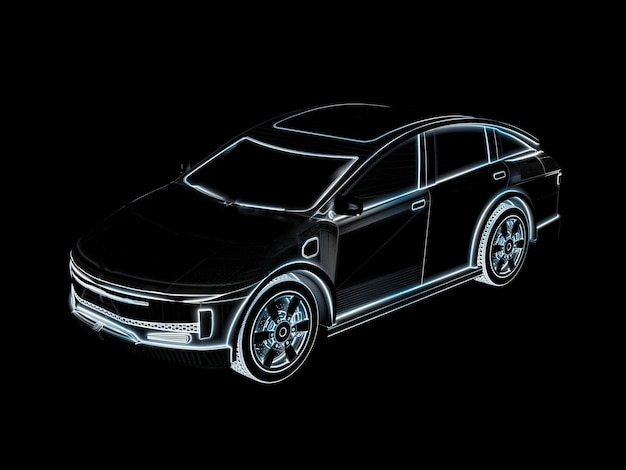 Photo décrire la voiture ev ou le véhicule électrique xray sur fond noir