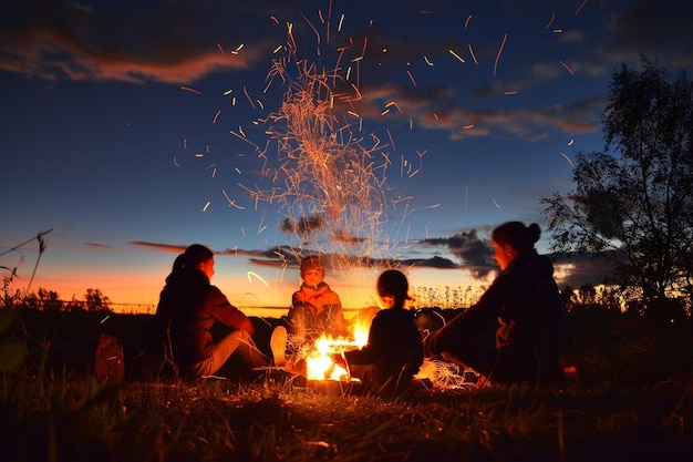 Décrivez le langage du feu de camp comme des étincelles dansent générative ai