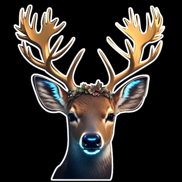 deer_front_face_big_crown_on_head