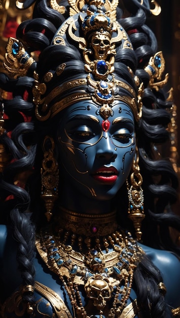 déesse noire Kali avec un crâne