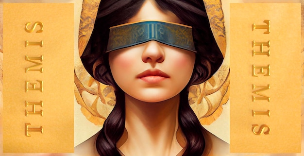 Déesse Thémis. Dans la mythologie grecque. Femme aux yeux bandés, déesse du droit et de la justice.