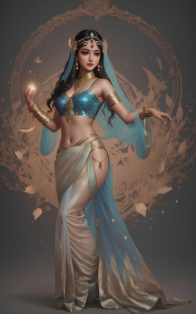 Des déesses d'une apparence impressionnante, des femmes divines, féminines, portant un saree de soie, de beaux portraits de jeunes anges.
