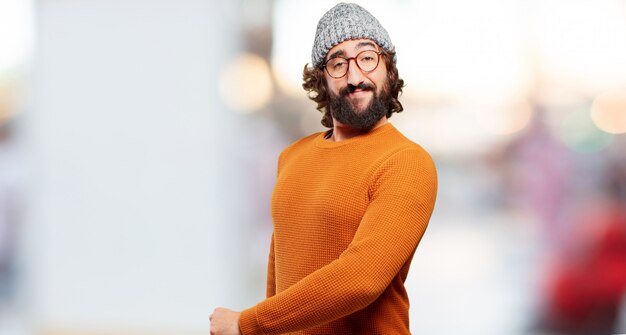 Défi jeune homme barbu pose