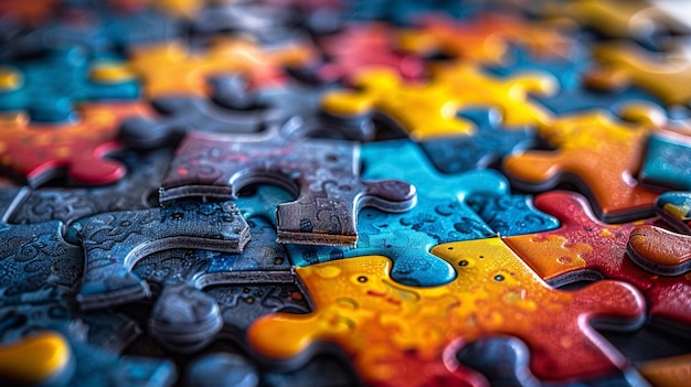 Photo défi de puzzle en famille travailler ensemble papier peint