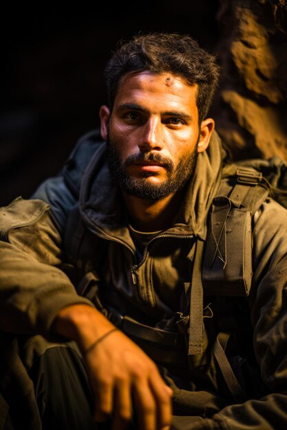 Photo defiant resolve l'esprit inflexible d'un seul soldat israélien lors d'une opération nocturne en israël