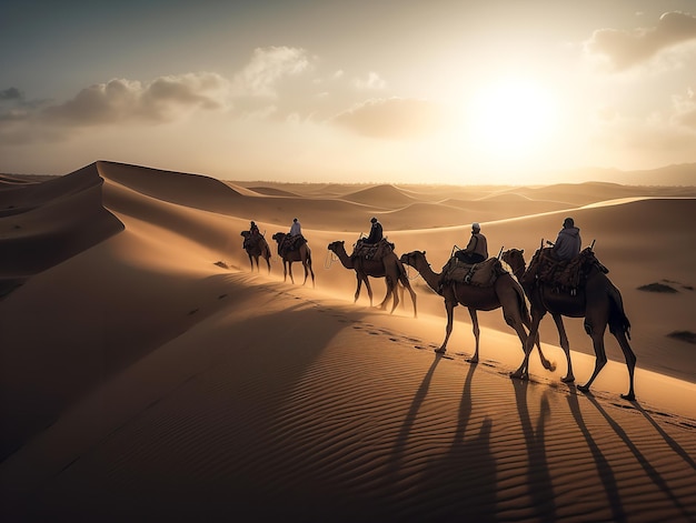 Défilé de chameaux Un voyage à travers le désert d'Arabie