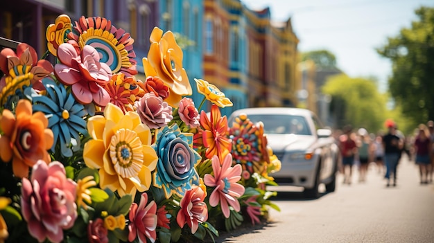 Un défilé festif du Cinco De Mayo avec des arrière-plans