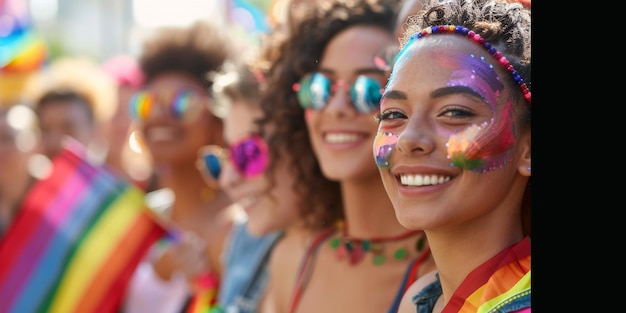 Défilé LGBT avec des drapeaux AI générative