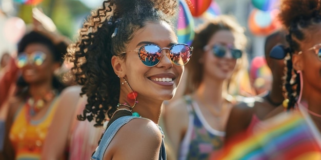 Défilé LGBT avec des drapeaux AI générative