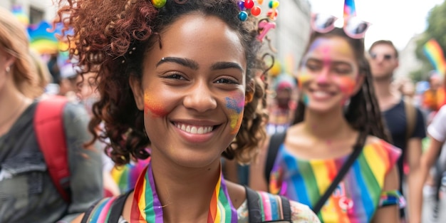 Défilé LGBT avec des drapeaux AI générative