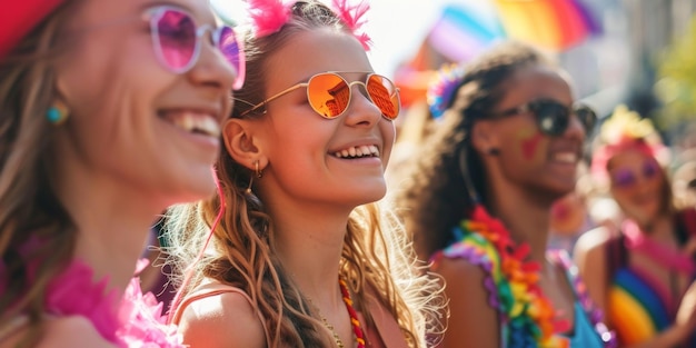 Défilé LGBT avec des drapeaux AI générative