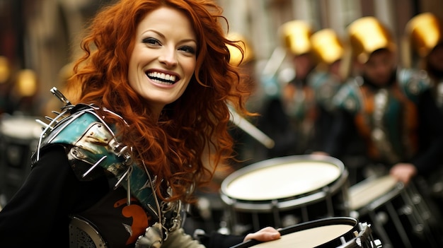 Photo des défilés dynamiques de la saint-patrick des processions de rue costumes musique et culture irlandaise