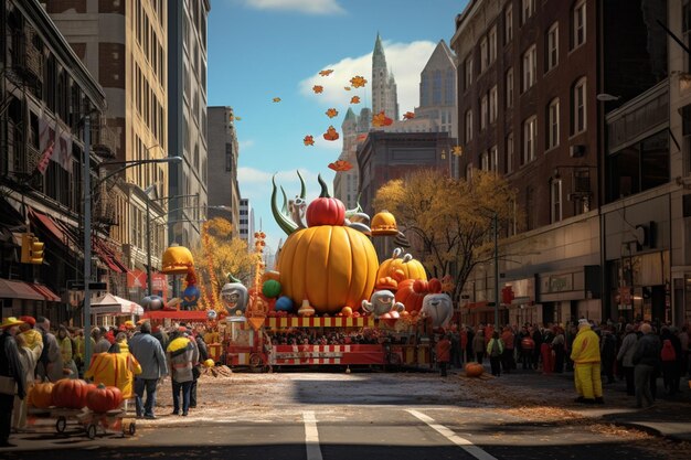 Photo les défilés de thanksgiving sont une tradition populaire dans certaines villes.
