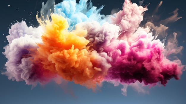 Photo définissez l'effet de jeu d'explosion de nuages colorés élément de fumée isolé de l'explossion de gaz