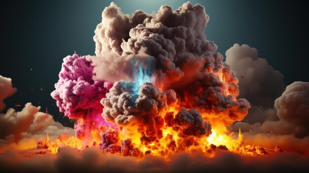 Photo définissez l'effet de jeu d'explosion de nuages colorés élément de fumée isolé de l'explossion de gaz