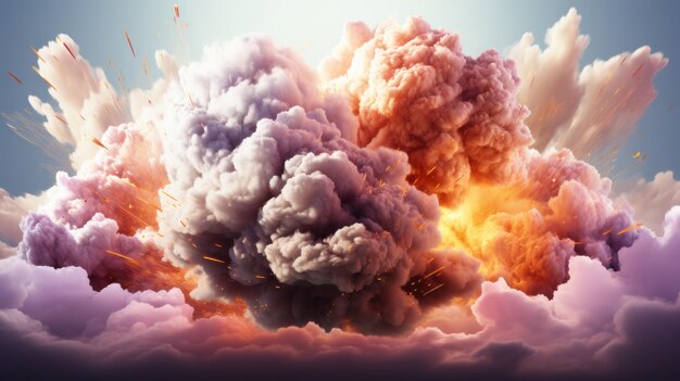 Photo définissez l'effet de jeu d'explosion de nuages colorés élément de fumée isolé de l'explossion de gaz