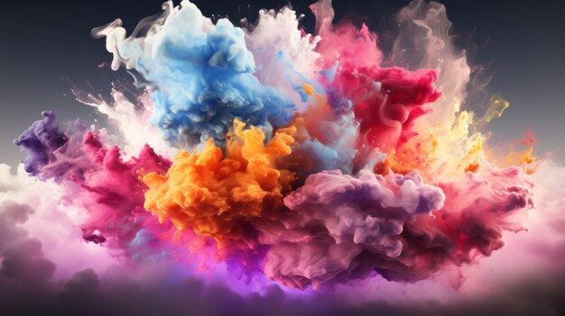 Photo définissez l'effet de jeu d'explosion de nuages colorés élément de fumée isolé de l'explossion de gaz