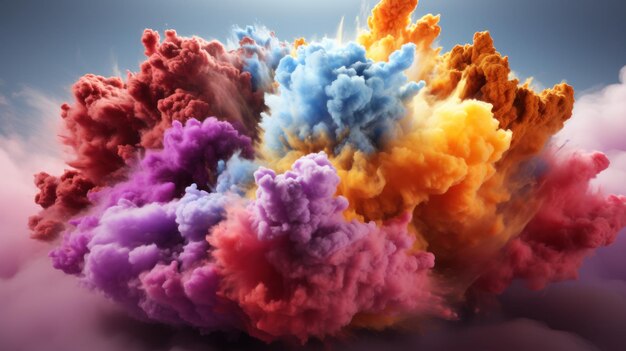 Photo définissez l'effet de jeu d'explosion de nuages colorés élément de fumée isolé de l'explossion de gaz