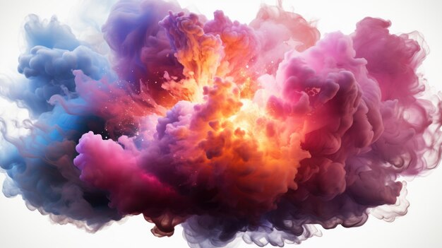 Photo définissez l'effet de jeu d'explosion de nuages colorés élément de fumée isolé de l'explossion de gaz