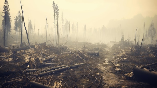 Déforestation concept problème de conservation des arbres Feux dans la nature un signe du réchauffement climatique