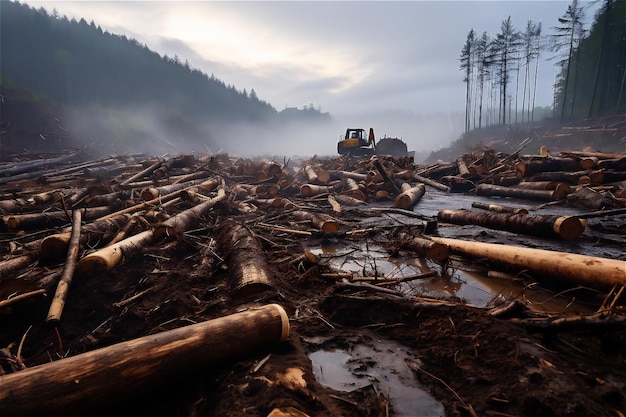 Déforestation dans les zones rurales récolte de bois