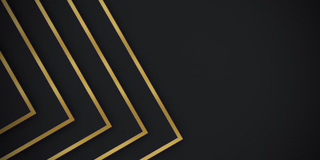 Dégradé abstrait premium lignes noires et dorées couche de papier géométrique fond de luxe rendu 3d