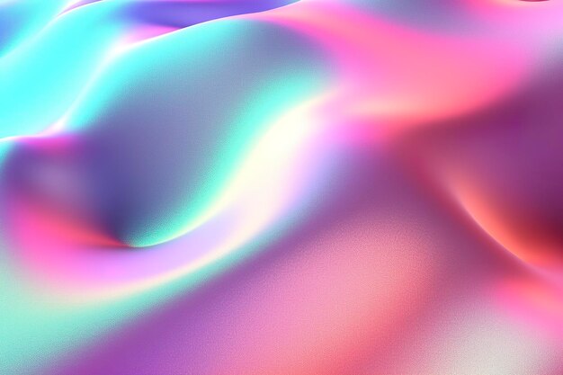 Dégradé holographique Vagues irisées verre dépoli dégradé texturé doux et réflexions isométriques AI Génératif