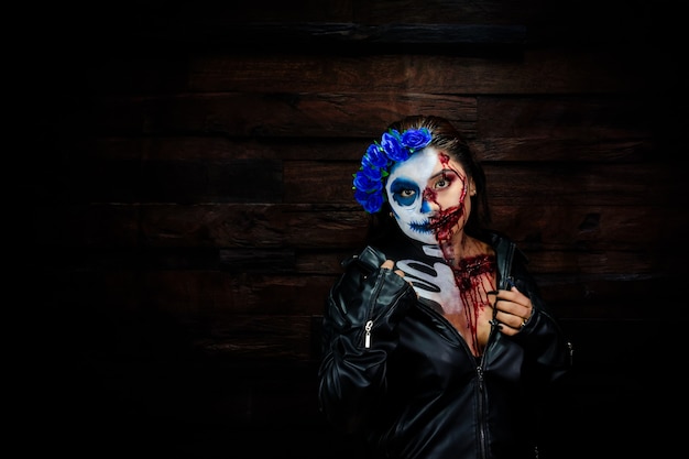 Déguisement et maquillage Halloween Portrait de Calavera Catrina Zombie Portrait de femme