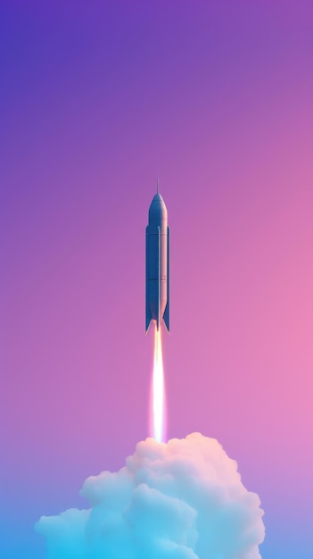 Déjeuner fusée avec fond mobile ciel dégradé violet rose turquoise