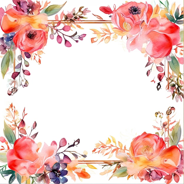 Délicat cadre floral aquarelle scrapbooking aquarelle fond imprimable