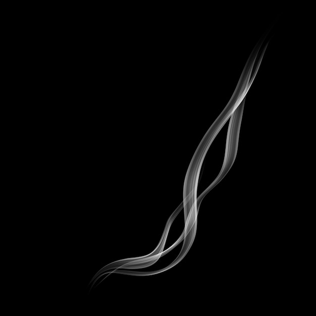 Délicates vagues de fumée de cigarette blanche sur fond noir