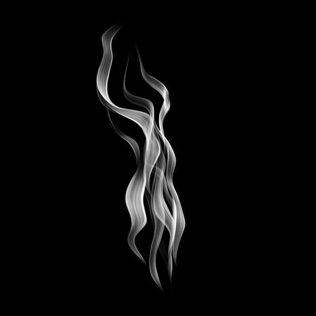 Délicates vagues de fumée de cigarette blanche sur fond noir
