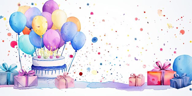 Délice d'anniversaire à l'aquarelle Un modèle vibrant pour votre célébration