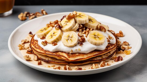 Photo délice de crêpes moelleuses à l'avoine et à la banane