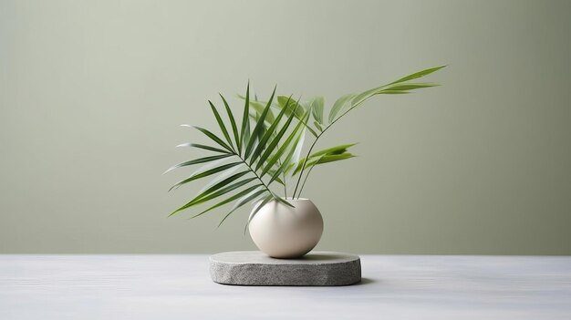 Délice rafraîchissant une composition minimaliste de feuilles de palmier tropical générée par l'IA
