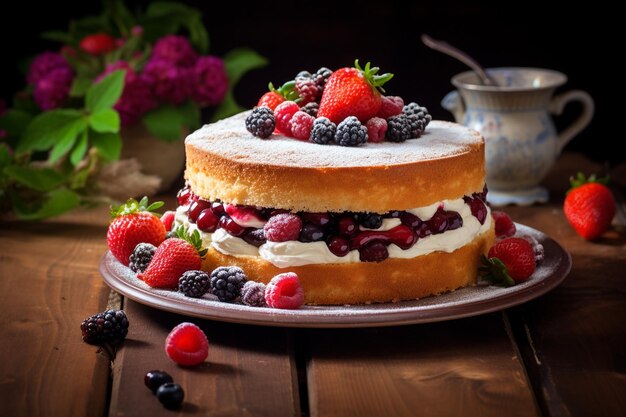 Le délice de Victoria Sponge en gros plan