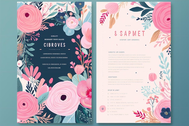 Photo des délices bohémiens colorés une mise en page de menu capricieuse